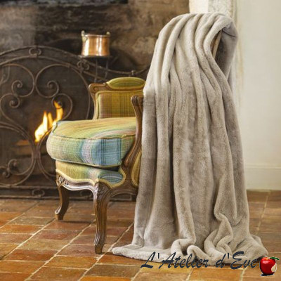 Large faux fur blanket "Mellow" hemp Toison d'Or