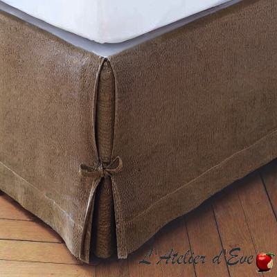 Cache sommier Toile de lin coloris vison - Lit 160 cm